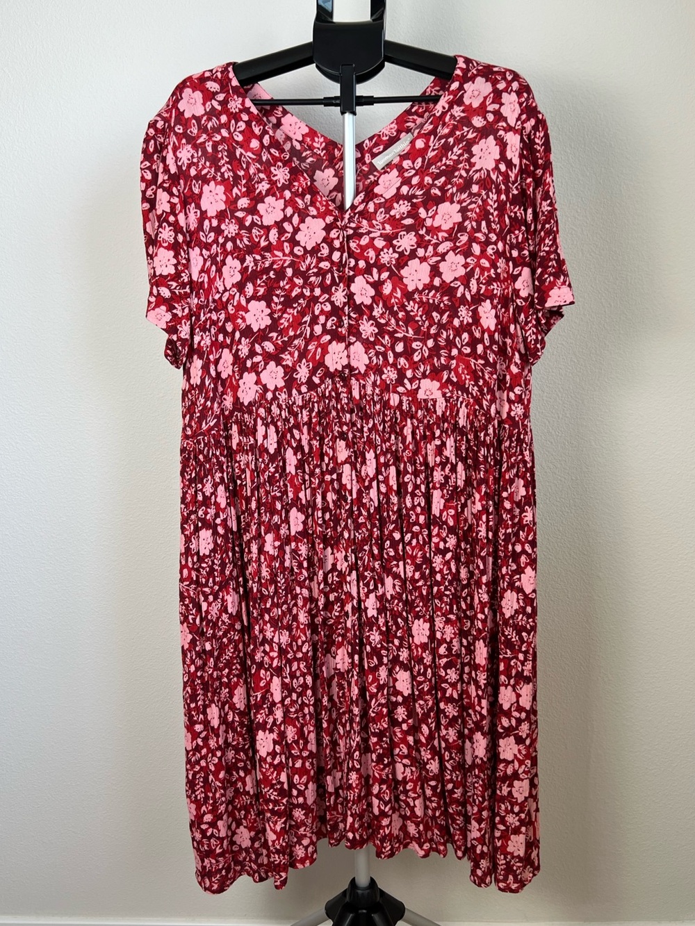 Woman Within 20W Boho Floral Rayon Midi Dress Romantic Cottagecore Prairie
